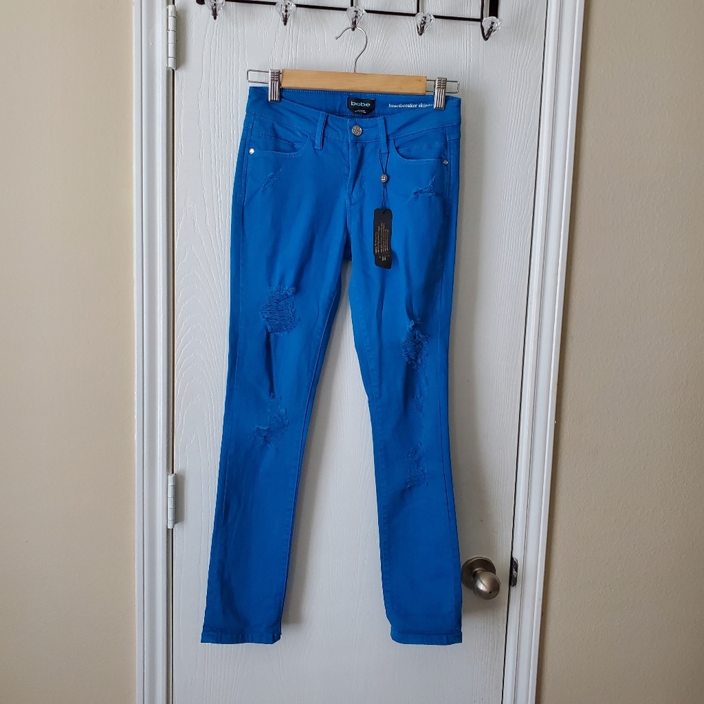Bebe Heartbreaker Distressed Skinny Jeans